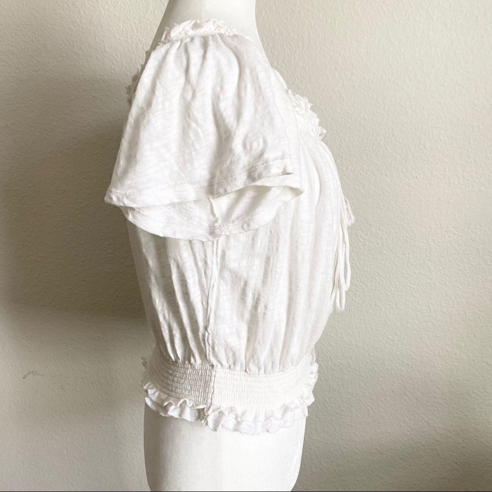 FREE People Hummingbird Off White Linen Blend Off The Shoulder Boho Crop Top XS - Picture 6 of 9